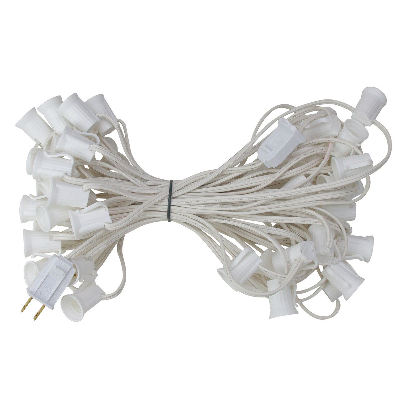 Northlight C9 Christmas Light Socket Set Commercial - 50' - White Wire - 18 Gauge